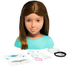Load image into Gallery viewer, I'm A Stylist Styling Head Deluxe Lucy - Doll Mannequin Head, Interchangeable Wig, Synthetic Fiber Brown Hair Includes Magnetic Lashes, Hair Accessories, Earrings &amp; Face Gems for Kids 8+ Years - 13"
