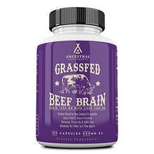 Load image into Gallery viewer, Ancestral Supplements Grass Fed Beef Brain Supplement with Beef Liver, 3000mg, Whole Food Brain Support for Brain, Mood &amp; Memory Health, Brain &amp; Liver Health Formula Capsules, Non-GMO, 180 Capsules
