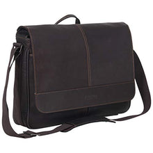 Load image into Gallery viewer, Kenneth Cole Reaction Risky Business Messenger Full-Grain Colombian Leather Crossbody Laptop Case &amp; Tablet Day Bag, Dark Brown, One Size
