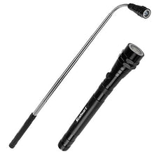 Load image into Gallery viewer, Magnetic Pocket LED Work Light with Flexible, Extendable Telescoping Flashlight, and Dual Magnet Bases- Lasts Up to 100,000 Hours by Stalwart (Black)

