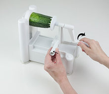Load image into Gallery viewer, Paderno World Cuisine 3-Blade Vegetable Slicer / Spiralizer, Counter-Mounted and includes 3 Stainless Steel Blades

