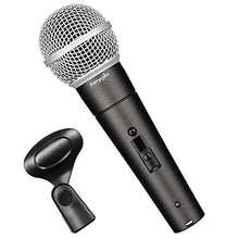 Load image into Gallery viewer, Perrycom Professional Dynamic Vocal Microphone with On and Off Switch,Cardioid Dynamic Handheld Metal XLR Mic Compatible with AMP/Speaker/Mixer for Singing,Black Mic Clip,Gold Pasted XLR Conn(TM58S)
