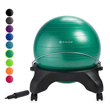 Load image into Gallery viewer, Gaiam Classic Backless Balance Ball Chair – Exercise Stability Yoga Ball Premium Ergonomic Chair for Home and Office Desk with Air Pump, Exercise Guide and Satisfaction Guarantee, Green
