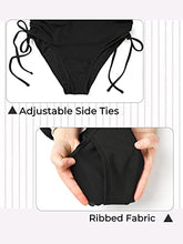 Load image into Gallery viewer, Summer Mae Maternity Swimsuit One Piece Ribbed Side Tie Bathing Suit Monokini Pure Black Large
