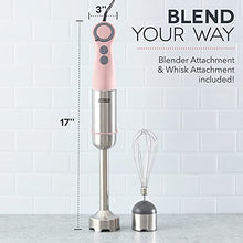 Load image into Gallery viewer, Dash Chef Series Immersion Hand Blender, 5 Speed Stick Blender with Stainless Steel Blades, Whisk Attachment and Recipe Guide – Pink
