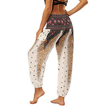Load image into Gallery viewer, Lu's Chic Women's Boho Pants Harem Smocked Waist Yoga Hippie Palazzo Summer Beach Pants Pattern1 One Size
