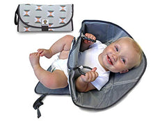Load image into Gallery viewer, SnoofyBee Portable Clean Hands Changing Pad. 3-in-1 Diaper Clutch, Changing Station, and Diaper-Time Playmat with Redirection Barrier for Use with Infants, Babies and Toddlers. (Tribal)
