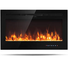 Load image into Gallery viewer, Tangkula 36" Electric Fireplace, in-Wall Recessed and Wall Mounted 750 W / 1500 W Fireplace Heater, Touch Screen Control Panel, 9 Flamer Color, Temperature Control &amp; Timer Crystal Heater (36 inches)

