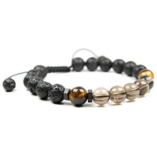 Load image into Gallery viewer, Natural Smoky quartz bracelet with Tiger eye and Lava, Essential Oil diffuser Bracelet, for Men &amp; Women, stress and negative emotions relief, Natural Quartz Crystal, Protection Bracelet
