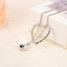 Load image into Gallery viewer, JXJL Heart Cremation Urn Necklace for Pet/Dog/Cat Ashes Keepsake Memorial Jewelry Paw Print Urn Pendant Necklace
