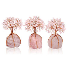Load image into Gallery viewer, Top Plaza Chakra Healing Crystals Copper Money Tree Wrapped On Natural Rose Quartz Base Feng Shui Luck Figurine
