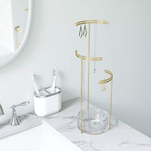 Load image into Gallery viewer, Umbra Tesora 3-Tier Jewelry Stand, Earring Holder, Accessory Organizer and Display, Glass/Brass
