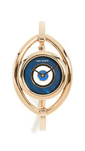 Load image into Gallery viewer, Tory Burch Women's The Evil Eye Bangle Watch, 24mm, Gold/Navy, One Size
