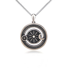 Load image into Gallery viewer, 925 Sterling Silver Jewelry Oxidized Vintage Sun and Moon Pendant Necklace, 18 Inches Box Chain
