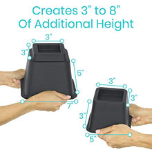 Load image into Gallery viewer, Vive Heavy Duty Bed Risers - Furniture Frame Lift Stilts for College Dorms Room - Leg Extension Elevator - Stackable Platform Blocks for Couch, Chair, Bunk Bedpost (8-Pack (5 Inch, 3 Inch))
