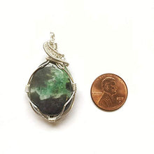 Load image into Gallery viewer, Genuine Natural Raw Emerald Crystal Pendant Necklace - Wire Wrapped Sterling Silver - May Birthstone Jewelry - Crystal Gift for Him and Her
