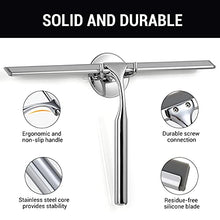 Load image into Gallery viewer, Squeegee for Shower Glass Door, 12-Inch All-Purpose Shower Squeegee for Bathroom, Car Window and Tiles with Adhesive Holder &amp; 1 Replacement Squeegee Blade, Stainless Steel
