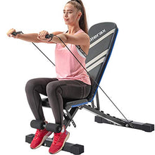Load image into Gallery viewer, Merax Adjustable Utility Weight Bench with Resistance Bands, Foldable Incline/Decline Exercise Workout Bench for Full Body Workout, Home Gym Equipment (Black &amp; Gray)
