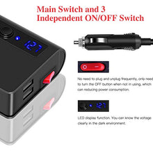 Load image into Gallery viewer, Amiss 3-Socket Car Power DC Outlet with 4USB Cigarette Lighter Adapter, 180w 12v/24v, Quick Charge 3.0 Car Charger with LED Voltage Display, Upgraded On Off Switch, Car Interior Accessories - Black
