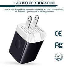 Load image into Gallery viewer, Travel USB Wall Charger, AILKIN 2.4A/2Pack Dual Foldable USB Plug, Dual Port Small Charger Cube USB Box Charger Base Power Outlet Block for Smart Cell Phone XR XS XS MAX Fast Charging Box-Black
