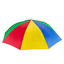 Load image into Gallery viewer, Bedwina Umbrella Hat (Pack of 4) - 20 Inch, Hands Free, Funny Rainbow Colorful Beach Party Hats, Adjustable Size Fits All Ages, Kids, Men &amp; Women
