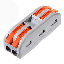 Load image into Gallery viewer, XHF Conductor Compact Connectors UL Certification Lever Connectors Nuts Electrical Connectors Wire Terminals for 2 Circuit Inline Splices 28-12 AWG (SPL-2, 10PCS)
