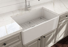Load image into Gallery viewer, BOCCHI 1138-001-0120 Classico Apron Front Fireclay 30 in. Single Bowl Kitchen Sink with Protective Bottom Grid and Strainer in White
