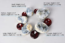 Load image into Gallery viewer, AMOYSTONE Natural Blue Celestite Cluster Geode Egg with Base for Healing Reiki Home Decors Medium, Height 2.5-3"
