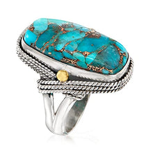 Load image into Gallery viewer, Ross-Simons Turquoise Ring in 2-Tone Sterling Silver. Size 7
