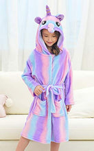Load image into Gallery viewer, Doctor Unicorn Soft Unicorn Hooded Bathrobe Sleepwear Matching Doll &amp; Girls (Bright Purple, 4-5T)
