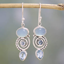 Load image into Gallery viewer, NOVICA Blue Topaz and Chalcedony .925 Sterling Silver Dangle Earrings 'Sentimental Journey'
