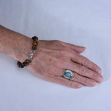 Load image into Gallery viewer, American West Sterling Silver Blue Turquoise Gemstone Sunburst Shield Ring Size 10
