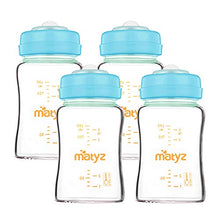 Load image into Gallery viewer, Matyz 4-PACK Wide Mouth Glass Breast Milk Storage Containers With Lids (Blue, 6 Oz Each) - Glass Freezer Safe Breastmilk Storage Bottles - Breast Pump Accessories For Medela Spectra Avent Breast Pumps
