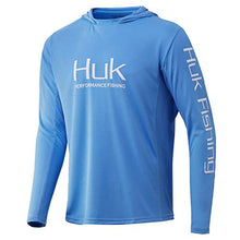 Load image into Gallery viewer, Huk Men's Icon X Hoodie | Fishing Shirt with +50 UPF Sun Protection, Carolina Blue, Medium

