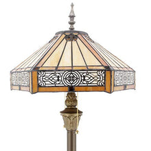 Load image into Gallery viewer, Tiffany Floor Lamp Yellow Hexagon Stained Glass Lampshade Mission Style Coffee Table Reading Lamps Antique Base Lighting W16 H64 Inch Living Room Bedroom Bookcase Bedside Desk S011 WERFACTORY
