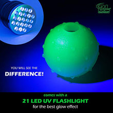 Load image into Gallery viewer, Glow in The Dark Balls for Dog, Light Up Dog Fetch Toy Balls for Large and Small Dogs, Come with a 21 LED UV Flashlight for The Best Glowing Effect at The Night (R&amp;L 2 Pack - 2.5 inch)
