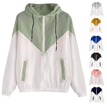 Load image into Gallery viewer, Women Athletic Jacket Water-Resistant Windbreaker Long Sleeve Zip Up Color Block Softshell Casual Coats with Pockets( Yellow, X-Large )

