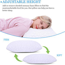 Load image into Gallery viewer, Cooling Bed Pillows for Sleeping 2 Pack Shredded Memory Foam Pillows Adjustable Cool BAMBOO Pillow for Side Back Stomach Sleepers - Luxury Gel Pillows Queen Size Set of 2 with Washable Removable Cover
