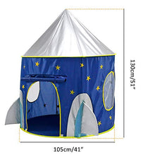 Load image into Gallery viewer, Qi Peng Children's Tent Game House ，Rocket Ship Tent ，Spaceship Tent for Kids ，Portable Foldable Pop Up Tent Blue Star Boys Girls
