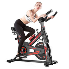 Load image into Gallery viewer, Indoor Cycling Bike Stationary, Quiet Smooth Belt Drive System Flywheel Exercise Bike with Heart Rate, LCD Monitor, Adjustable Seat and Handlebars &amp; Base for Home Workout (Black)
