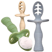 Load image into Gallery viewer, Baby First Stage Spoon Set | 3 Piece BPA Free Silicone Dipping Chewable Self Feeding Toddler Utensils | Baby Led Weaning Spoon for Kids Ages 6 Months+ | Second Stage Training
