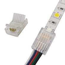 Load image into Gallery viewer, 5 Pin 10mm LED Strip to Wire Connector rgbw Unwired Clips Solderless Adapter Terminal Extension Connection for Multicolor LED Strip Lights 12V 24V (Pack of 10)
