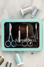 Load image into Gallery viewer, Kimberbell Beginner Box &amp; Deluxe Scissor Set (35 Pcs) Machine Embroidery &amp; Sewing, 3 Projects, Step-by-Step Instructions, Fabric + Materials, Techniques: Raw Edge Appliqué, Quilting &amp; Satin Stitch
