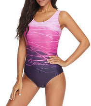 Load image into Gallery viewer, Women's One Piece Swimsuits for Women Athletic Training Swimsuits Swimwear Racerback Bathing Suits for Women Purple Large (fits like US 10-12)
