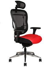 Load image into Gallery viewer, Oak Hollow Furniture Aloria Series Office Chair Ergonomic Executive Computer Chair with Headrest, Genuine Leather Seat Cushion, Mesh Back, Adjustable Lumbar Support Swivel and Tilt High-Back (Red)
