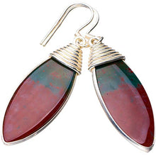 Load image into Gallery viewer, StarGems Natural Blood Stone Handmade 925 Sterling Silver Earrings 2" D6945
