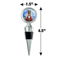 Load image into Gallery viewer, Grinning Nutcracker Soldier with Snowflakes Wine Bottle Stopper
