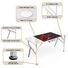 Load image into Gallery viewer, DESIGNA 55'' Gaming Desk, K-Shape Computer Desk with Free Mouse pad, Cup Holder&amp; Headphone Hook &amp; Controller Stand, Gamer Workstation for Home Office, White
