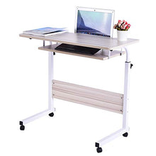Load image into Gallery viewer, shamoluotuo Overbed Table Height Adjustable Over Bedside Home Desk Laptop Computer Desk Workstation Medical Mobile Overbed Side Tables with Wheels for Learning Reading Working Eating (White, 31.5")
