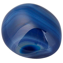 Load image into Gallery viewer, rockcloud Irregular Polished Blue Agate Palm Stones Worry Stones Pebble Healing Crystal with Velvet Bag
